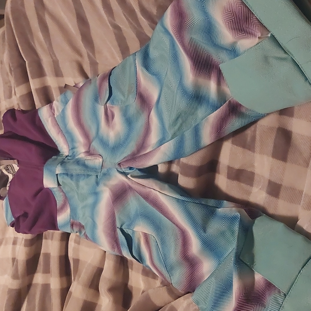 Size 6 spyder blue and purple snowbibs